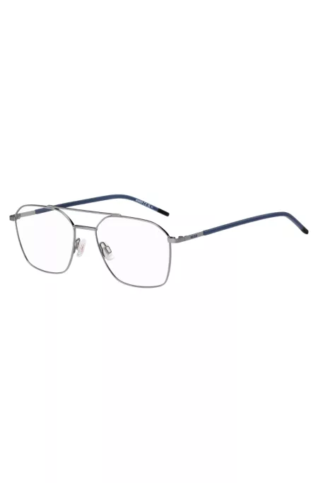 Double-bridge optical frames with blue end-tips