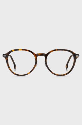 Havana-acetate optical frames with signature hardware, Brown