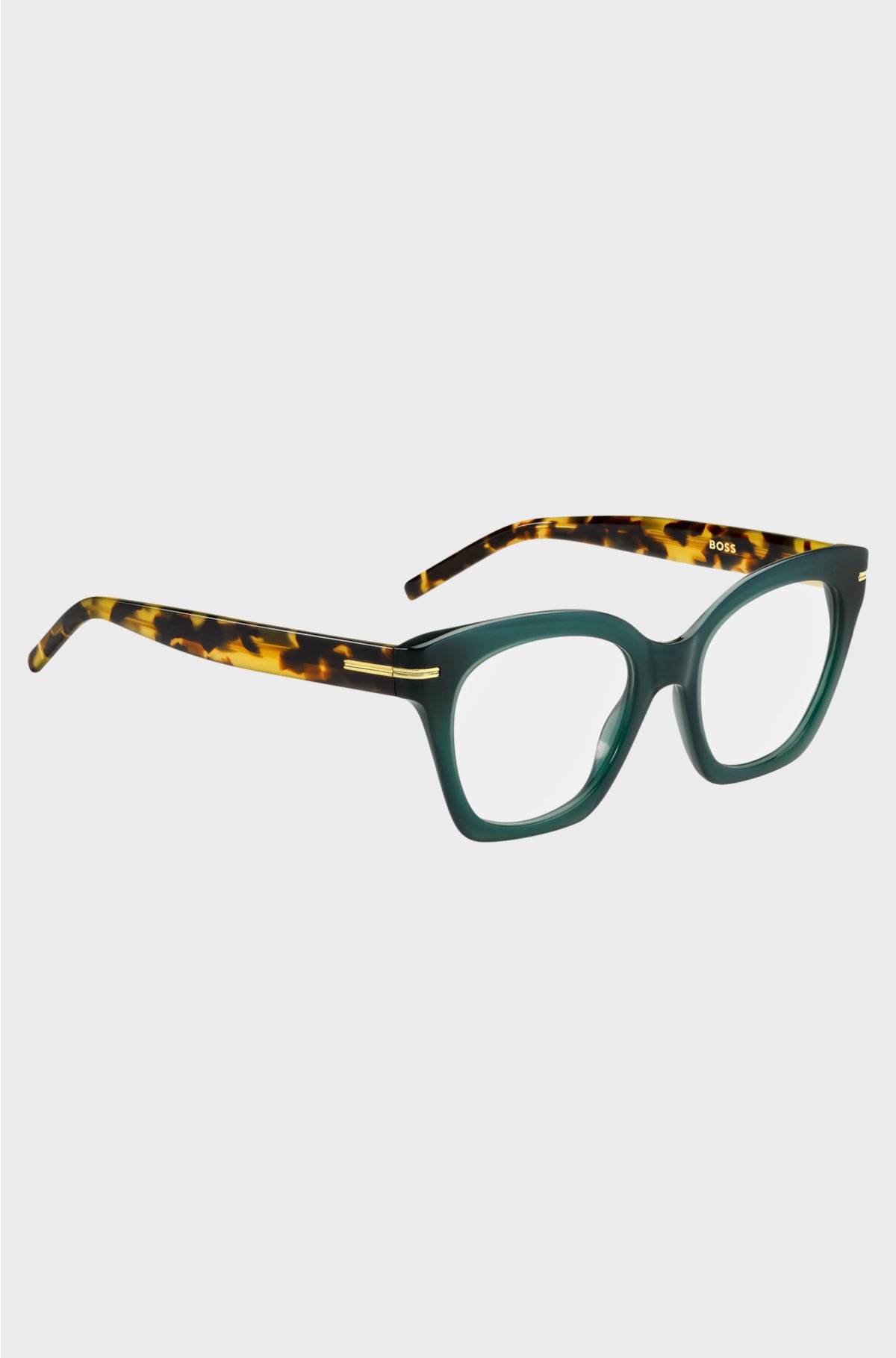 Green-acetate optical frames with Havana temples, Patterned