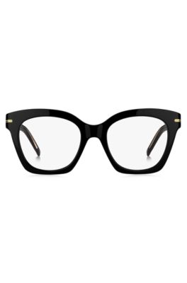 Black-acetate optical frames with gold-tone hardware, Black