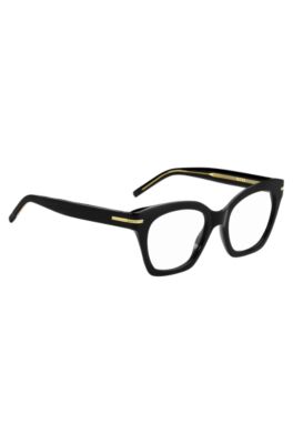 Black-acetate optical frames with gold-tone hardware, Black