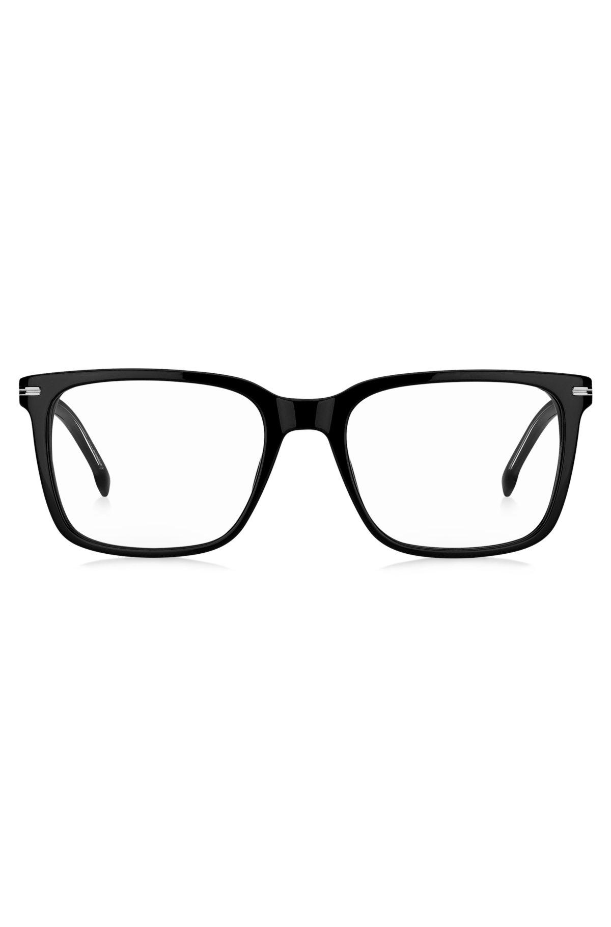 BOSS - Black-acetate optical frames with silver-tone signature hardware