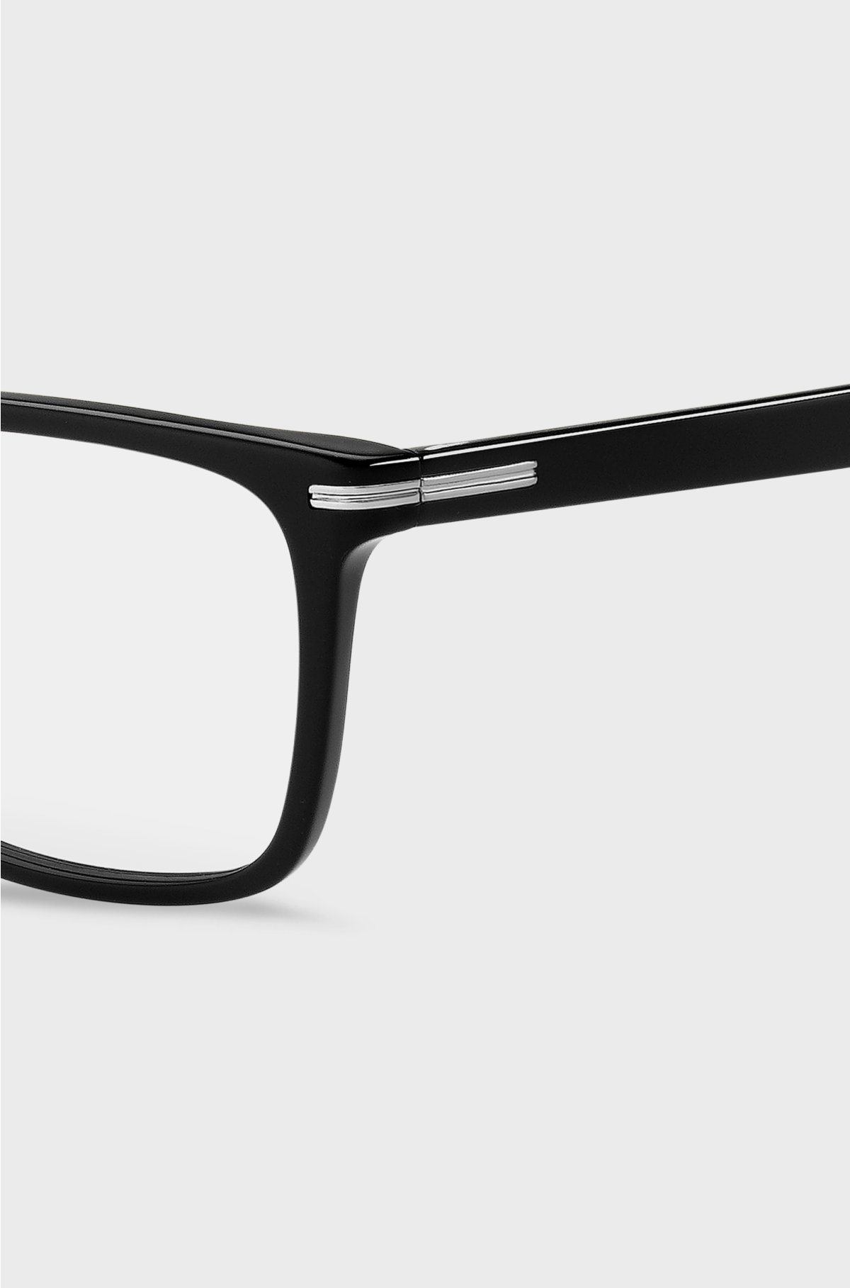 Black-acetate optical frames with silver-tone signature hardware, Black