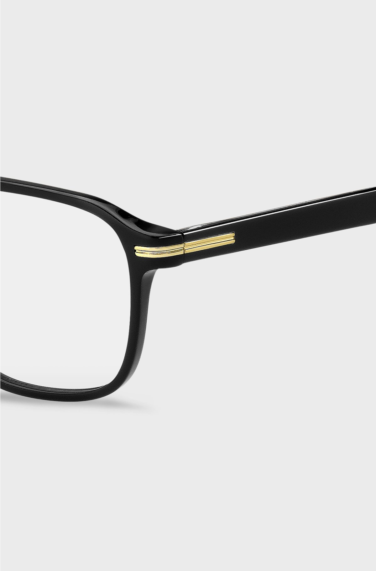 Black-acetate optical frames with gold-tone signature hardware, Black