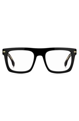 Black-acetate optical frames with gold-tone details, Black