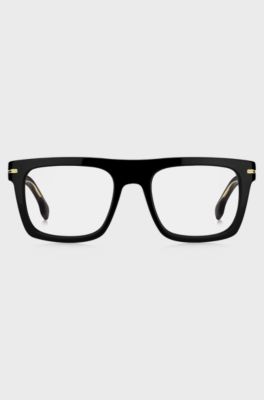 Black-acetate optical frames with gold-tone details, Black