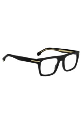 Black-acetate optical frames with gold-tone details, Black