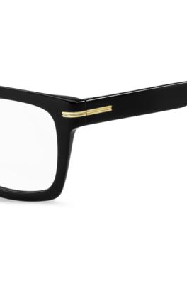 Black-acetate optical frames with gold-tone details, Black