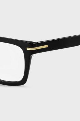 Black-acetate optical frames with gold-tone details, Black