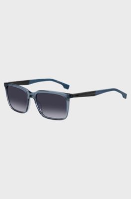 Blue-acetate sunglasses with patterned carbon-fibre temples, Blue