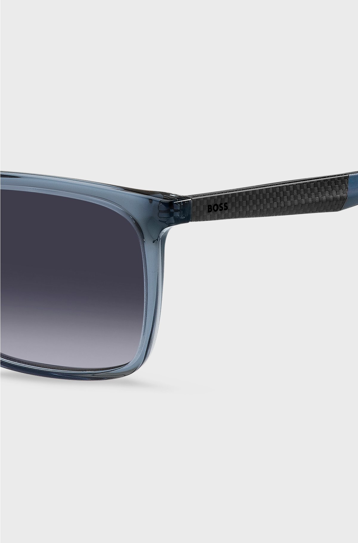 Blue-acetate sunglasses with patterned carbon-fibre temples, Blue