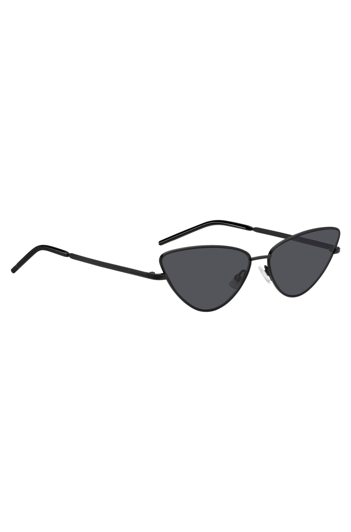 Cat-eye sunglasses in black steel with signature detailing, Black