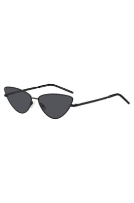 BOSS - Cat-Eye-Sonnenbrille aus schwarzem Edelstahl mit Signature-Details