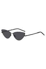 Cat-eye sunglasses in black steel with signature detailing, Black