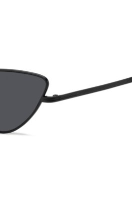 Cat-eye sunglasses in black steel with signature detailing, Black