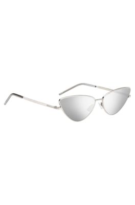 Cat-eye sunglasses in steel with signature details, Silver