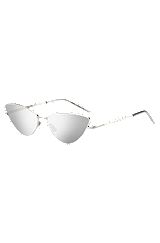 Gafas de sol de ojo de gato en acero con detalles de la marca, Plata