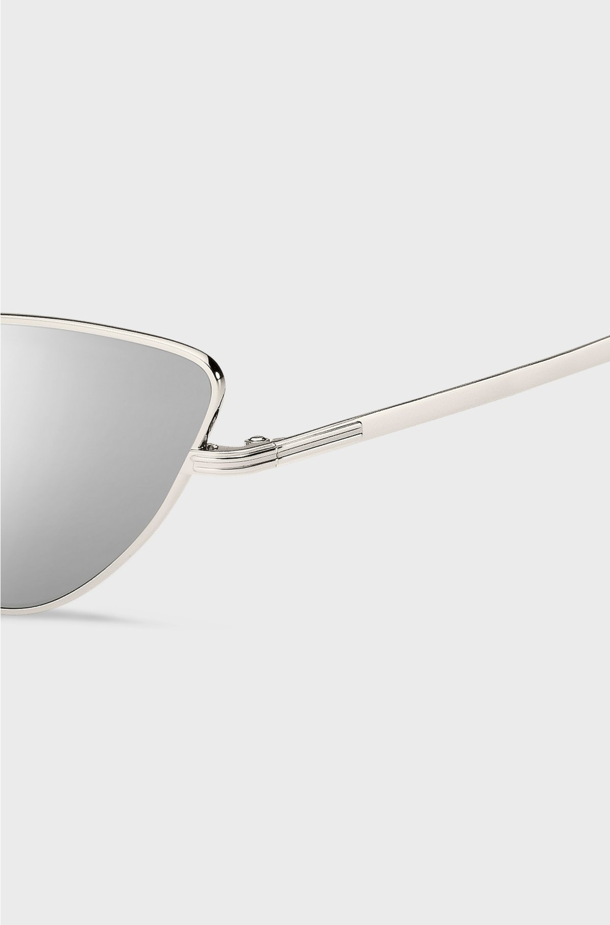 Cat-eye sunglasses in steel with signature details, Silver