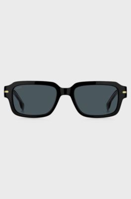 Black-acetate sunglasses with gold-tone hardware, Black