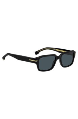Black-acetate sunglasses with gold-tone hardware, Black