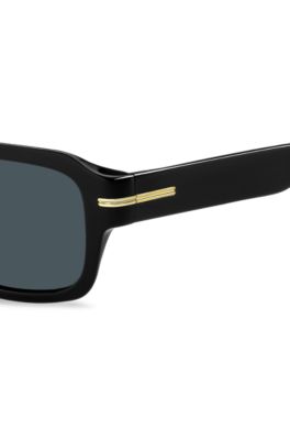 Black-acetate sunglasses with gold-tone hardware, Black