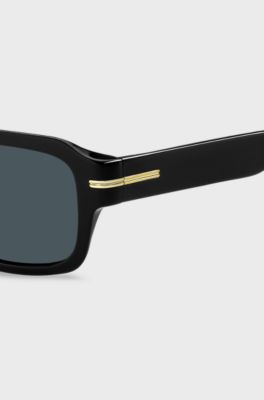 Black-acetate sunglasses with gold-tone hardware, Black