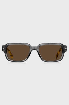 Lunettes de soleil en ac&eacute;tate transparent avec d&eacute;tails Havana, Fantaisie