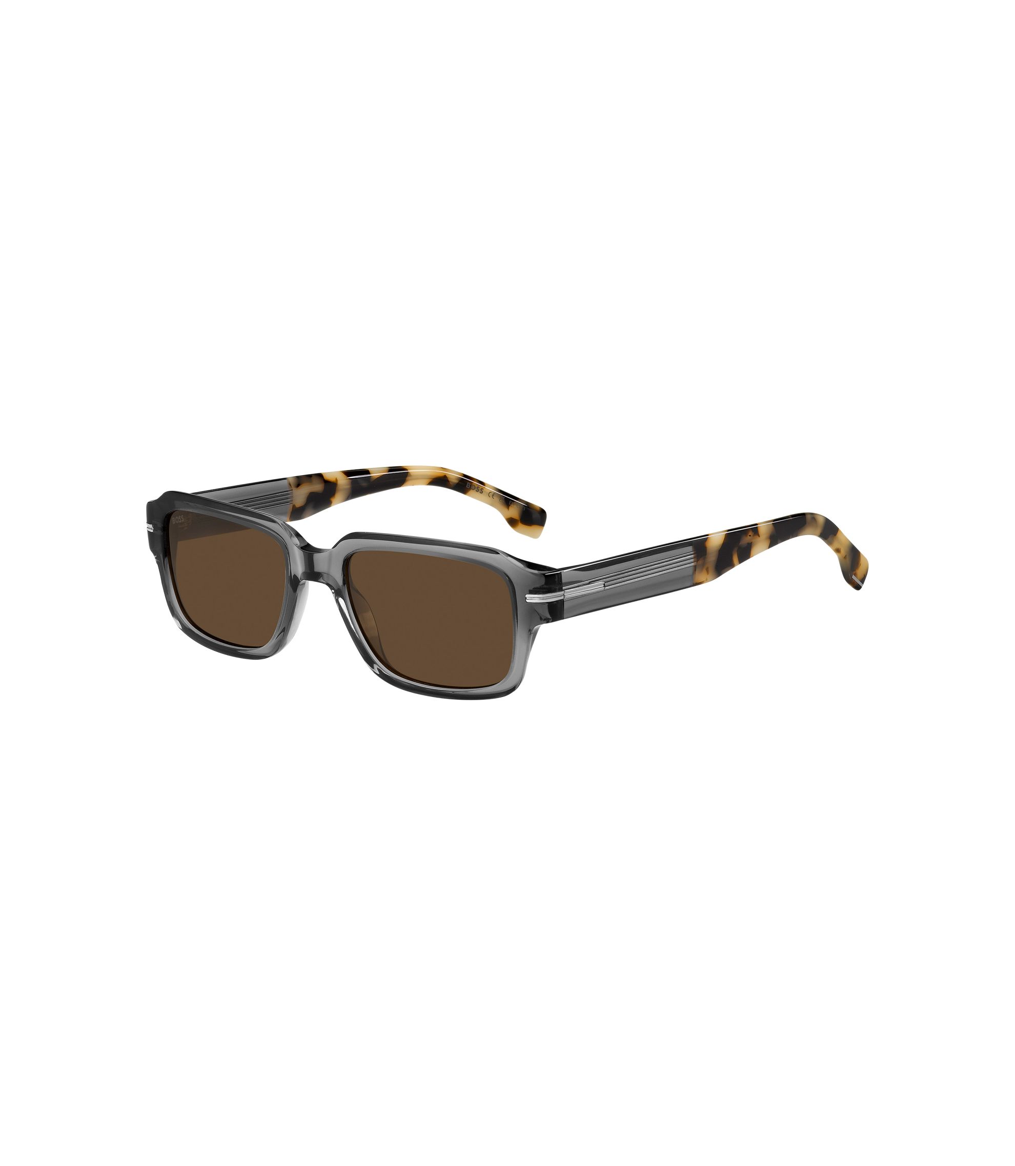 Sonnenbrille aus transparentem Acetat mit Details im Havanna-Stil
