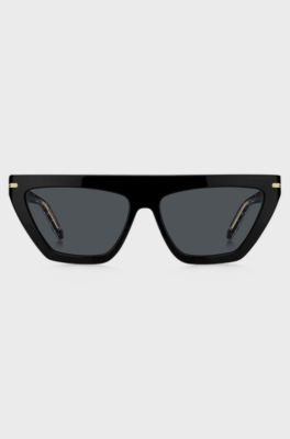 Black-acetate sunglasses with gold-tone details, Black