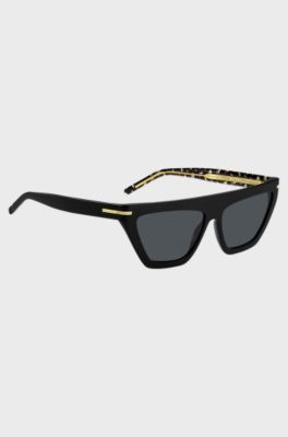 Black-acetate sunglasses with gold-tone details, Black