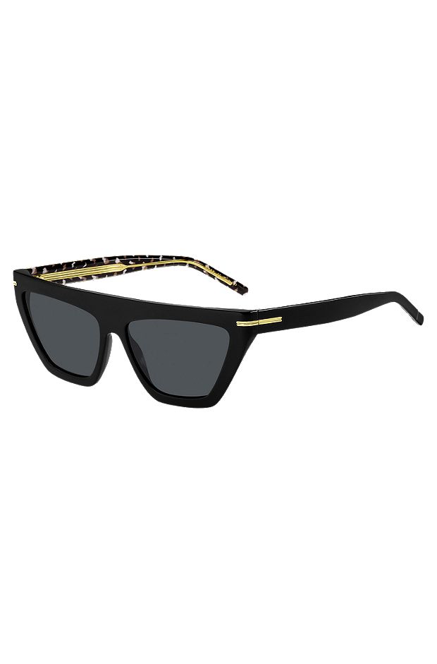Black-acetate sunglasses with gold-tone details, Black