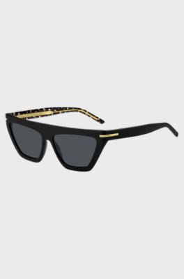 Black-acetate sunglasses with gold-tone details, Black