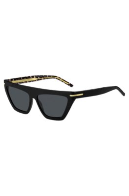 Black-acetate sunglasses with gold-tone details