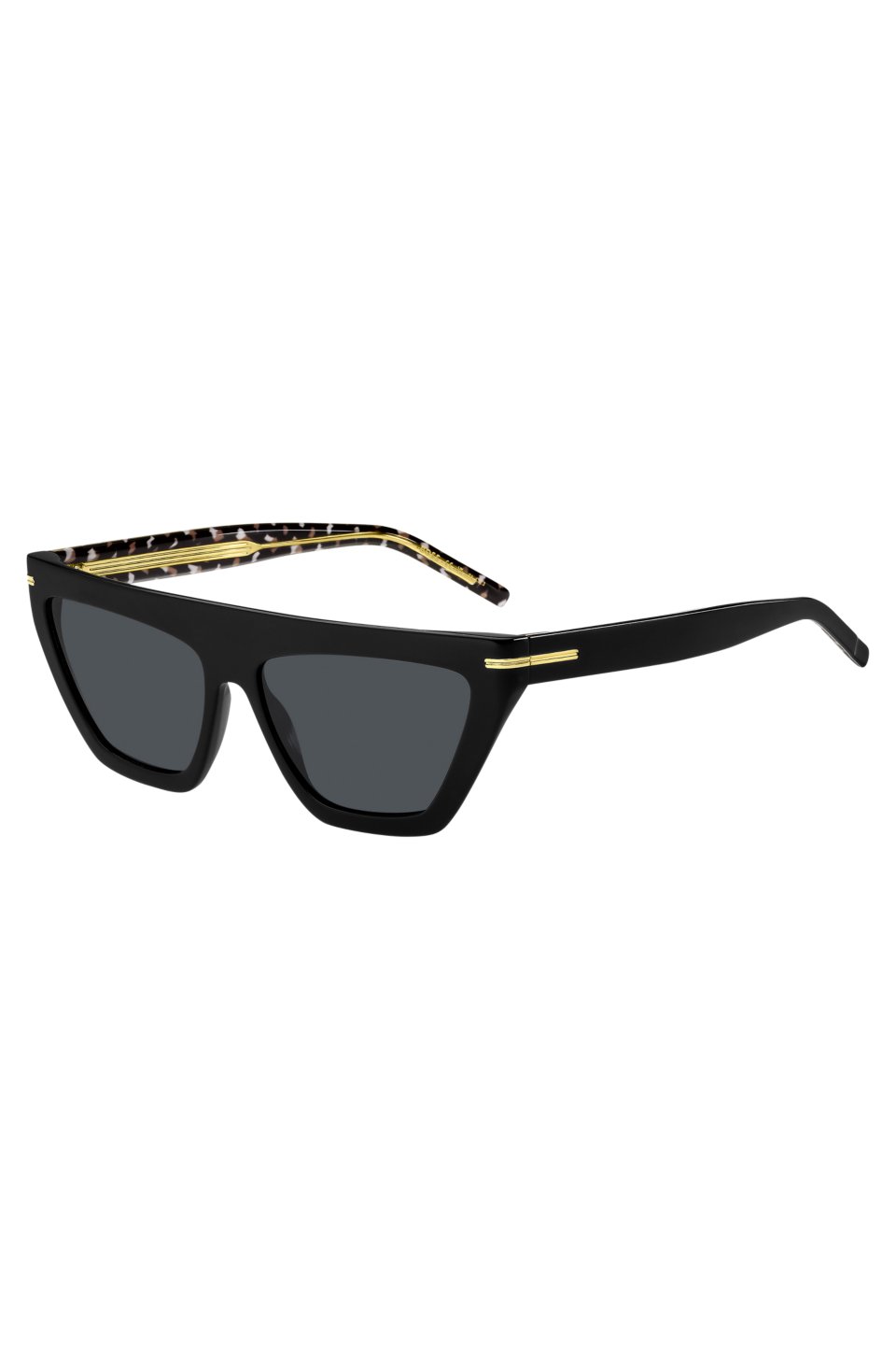 Black-acetate sunglasses with gold-tone details