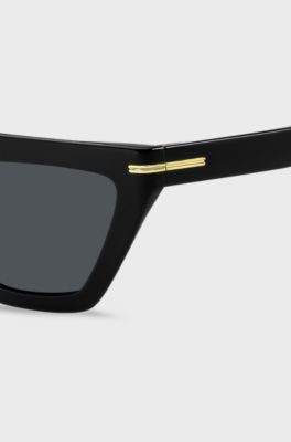 Black-acetate sunglasses with gold-tone details, Black