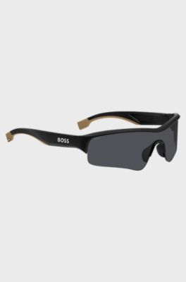 BOSS x Matteo Berrettini mask-style sunglasses with logos, Black