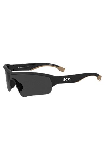 BOSS x Matteo Berrettini mask-style sunglasses with logos, Black