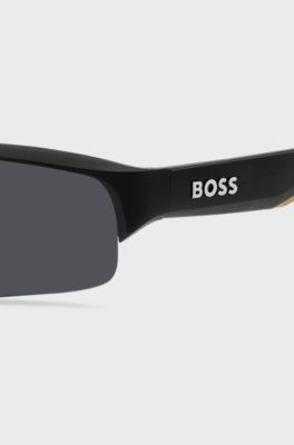BOSS x Matteo Berrettini mask-style sunglasses with logos, Black
