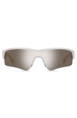 Mask-style sunglasses with contrast lenses, White