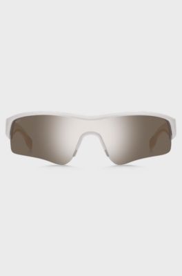 Mask-style sunglasses with contrast lenses, White