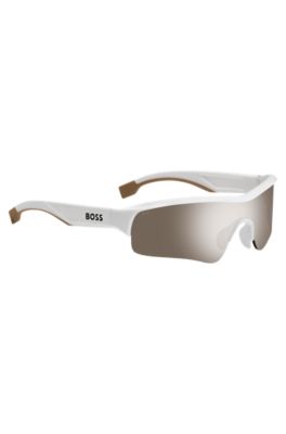 Mask-style sunglasses with contrast lenses, White