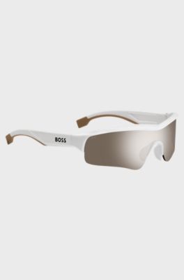 Mask-style sunglasses with contrast lenses, White