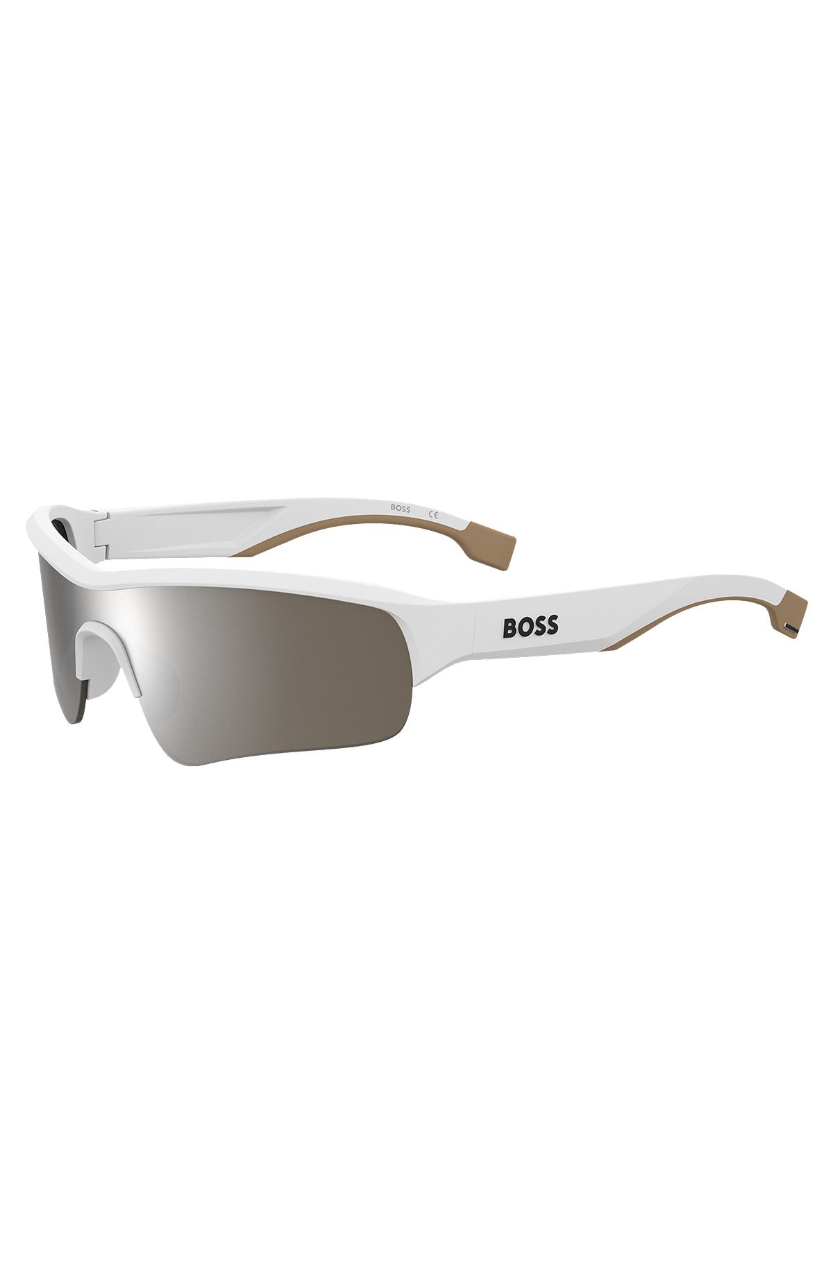 Mask-style sunglasses with contrast lenses, White