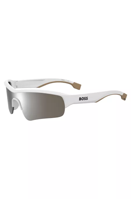Mask-style sunglasses with contrast lenses