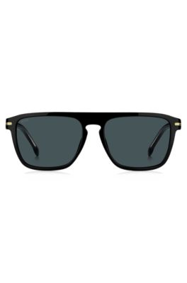 Black-acetate sunglasses with gold-tone details, Black