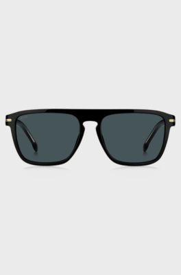 Black-acetate sunglasses with gold-tone details, Black