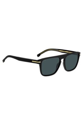 Black-acetate sunglasses with gold-tone details, Black
