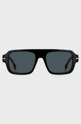 Black-acetate sunglasses with signature hardware, Black