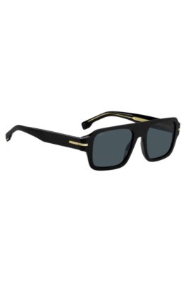 Black-acetate sunglasses with signature hardware, Black