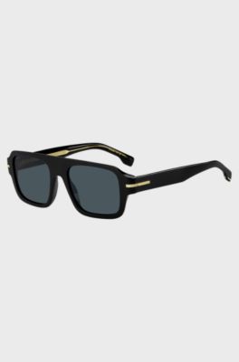 Black-acetate sunglasses with signature hardware, Black